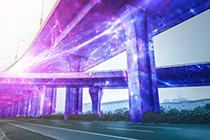 Künstlerische Darstellung glasfaserbasierter, dezentraler Sensorsysteme zur Überwachung von ausgedehnten Infrastrukturobjekten. Quelle: IPHT und Evening_tao (Freepik.com)