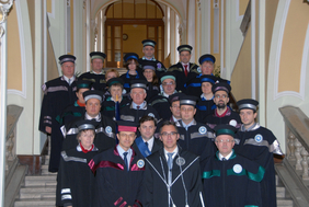 Der neue Ehrendoktor im Kreise der Dekane der Universität Cluj-Napoja. Fotos: L. Baia, Univ. Cluj-Napoca